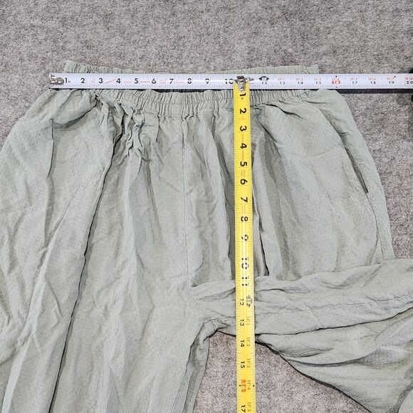 Eileen Fisher Womens Size 1 Pull On Wide Leg 100% Silk Green Pants Stretch - Picture 9 of 13